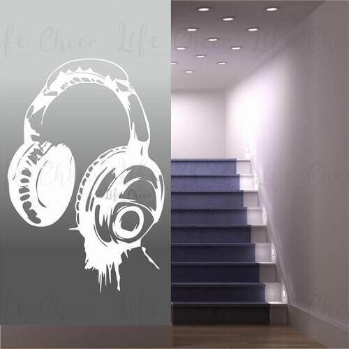 Headphones Wall Decal DJ Studio Decorations Music Headphone Vinyl Wall Sticker Poster Creative Design Cool Headphone Mural AC280