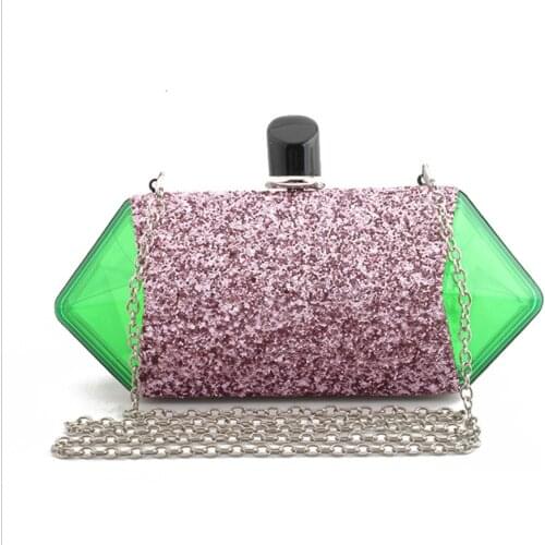 Girl party Acrylic gift Box bag Clutch bags Evening bag Handbags Women Chain Shoulder Bags Cross body Metal Clutches bags Purses