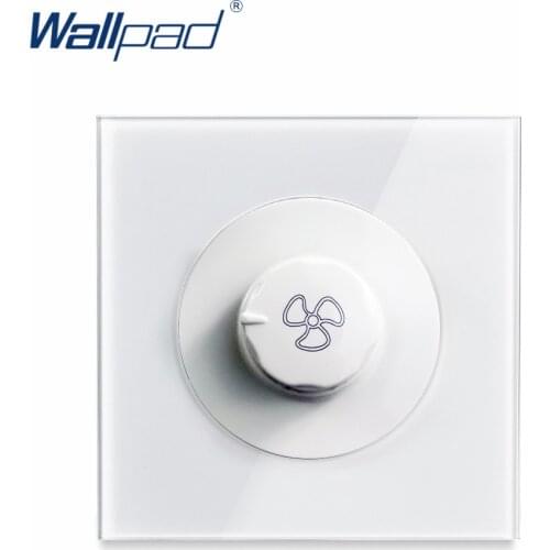 Wallpad L6 White Glass 450W Fan Speed Regulator Wall Switch, UK BS Standard