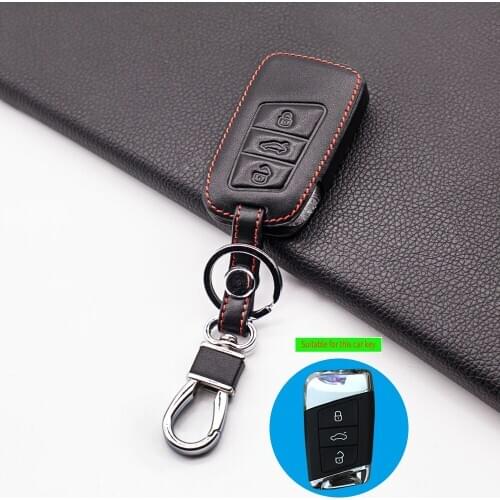 New Style for Volkswagen Skoda Superb Magotan Passat B8 A7 Golf 3 buttons Smart leather key fob case holder Protector Skin Cover