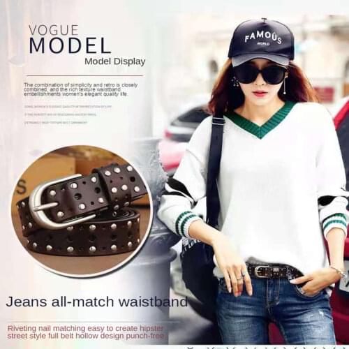 New Womens Belt Leather Needle Buckle Belt Female Punk Style Studded Casual All-match Womens Trousers Waistband for Jeans