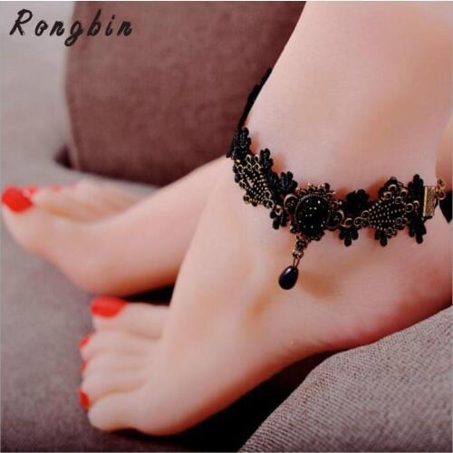 Anklets For Women Handmade Gothic Black Vintage Lace Women Anklets Diy Belt Gift Women Accessories Gothic Party Jewelry