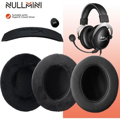 NullMini Replacement Earpads for HyperX Cloud Silver Headphones Headband Thicken Soft Leather and Velvet Earmuff Sleeve Headset