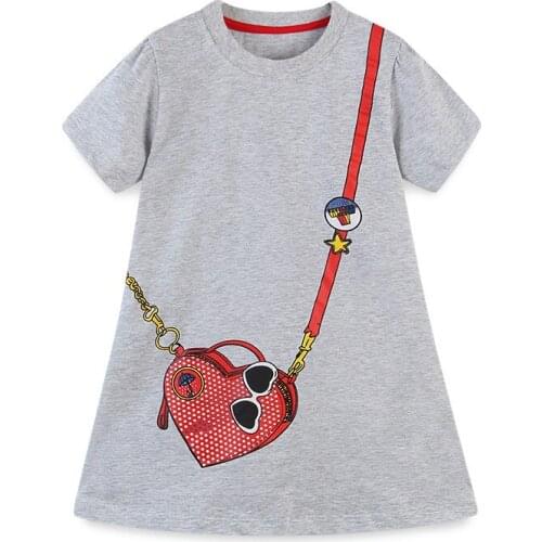 Baby Girls Dresses Summe New Childrens Girl Casual Cotton Short Sleeve Dress Kids Clothing 2-8 Y Baby Bag Print Fashion Dress