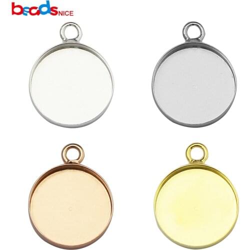 Beadsnice Sterling Silver Pendant Tray Pendant Setting Fit for 16 mm Cameo or Cabochon Wholesale Jewelry Supplies ID 33546