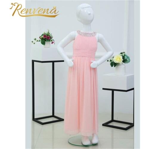 Teen Girls Chiffon Flower Girl Dress Sleeveless Princess Pageant Dress Wedding Bridesmaid Party Costume Girls Summer Dresses