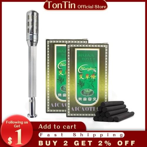 Songlonw natural mugwort smokeless moxa roll stick 7x118mm 30pcs/pack 2pack/lot gift 1pcs moxa device