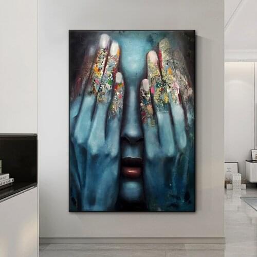 Modern Abstract Wall Art Colored Fingers Canvas Painting Home Decor Graffiti Poster Prints Pictures for Living Room Decoration