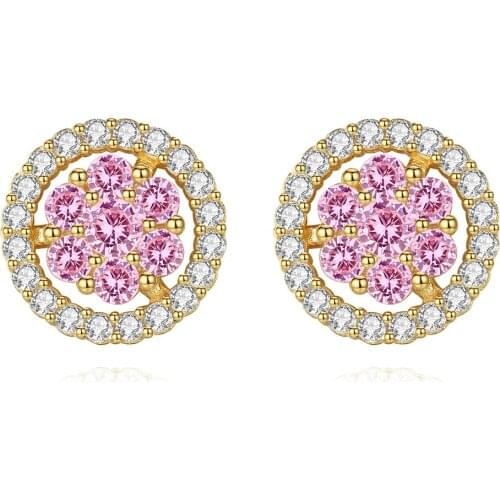 Solid S925 sterling silver gold-plated Earrings inlay zircon gemstone fashion women jewelry Ear Studs Sweet and versatile