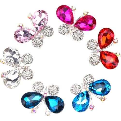 High Quality Crystal Butterfly Glass Rhinestone Applique Strass Sewing Diamond Stones For Wedding Flower Dress Shoe Crafts Diy