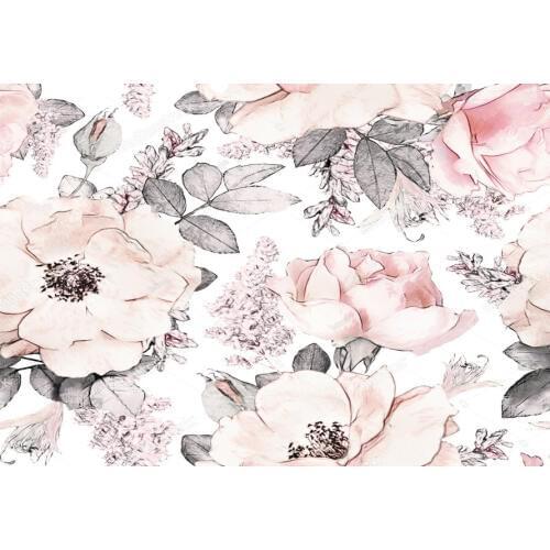 Floral pink flowers leaves watercolor patterns roses photo backdrop Vinyl cloth High quality Computer print wall Backgrounds