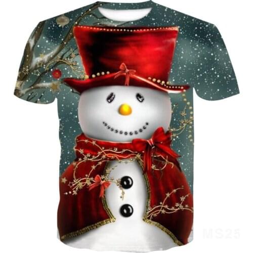 Funny Christmas T-shirt Anime Shirt 3d Printing Mens T-shirt Punk T-shirt Party Happy Mens Clothing Children Cartoon T-shirt