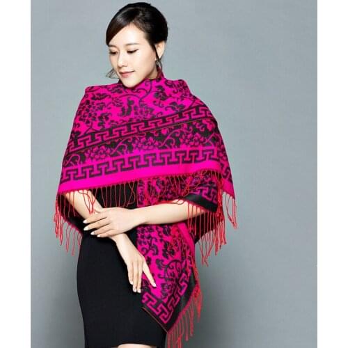 Ladies Ethnic Cashmere Shawl Dual-Use Thick Oversized Square Scarf Spring Autumn Winter Scarves For Ladies Luxury Brand Cashmer