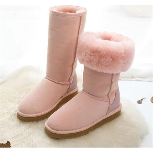 High Boots 2020 Genuine Sheepskin Woman Snow Boots Fashion Botas Mujer Winter Shoes Womens Boots Natural Fur