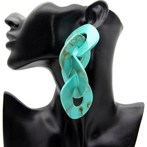 Hyperbole Womens Jewelry Accessories Acrylic Chain Hang Buckle Pendant 8 Colors Bohemia Long Hanging Earrings for Women 2021