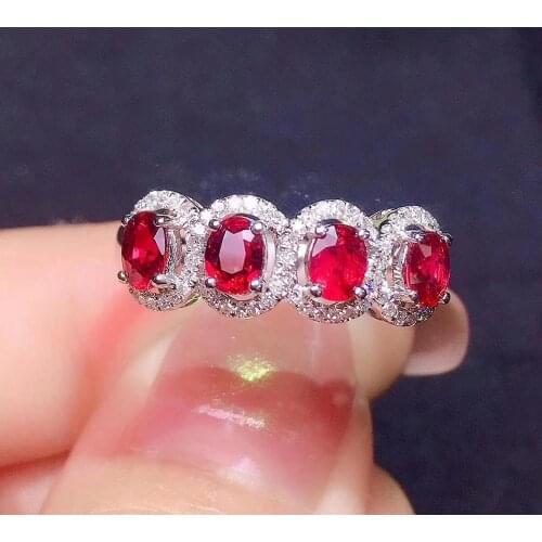 Y510 Natural 1.1ct Red Ruby Ring Diamonds Jewelry Anniversary Females Rings for Womens Fine Rings