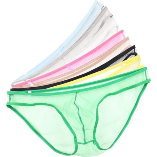1/8PCS Men Sexy Mesh Transparent Briefs Men Sexy Underwear Panties Seamless Underpants Penis Bulge Briefs Gay Underwear New