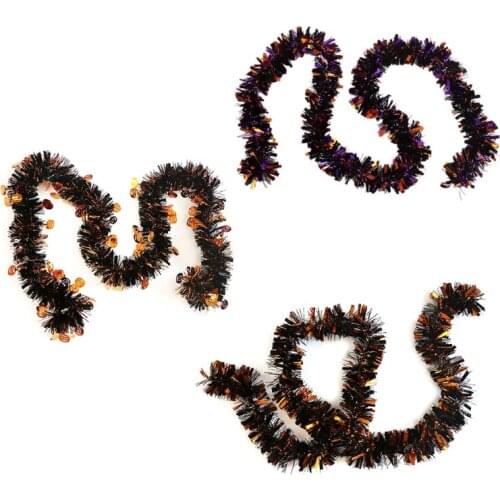 10pcs Halloween Pumpkin Tinsel Metallic Twist Garland Home Door Party Decoration