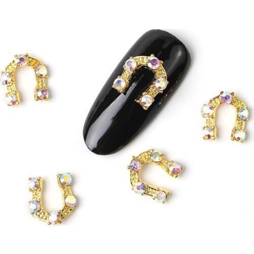 10Pcs New 2019 Glitter Pearl with Rhinestones Alloy Metal 3D Nail Art Decoration Charms Studs Nails 3d Jewelry