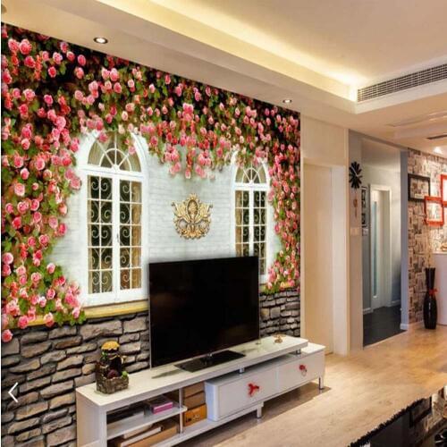 3D Flower Rose Wallpaper Mural Living Room Bedroom Home Wall Decor Landscape European Brick Stone Floral TV Background Custom