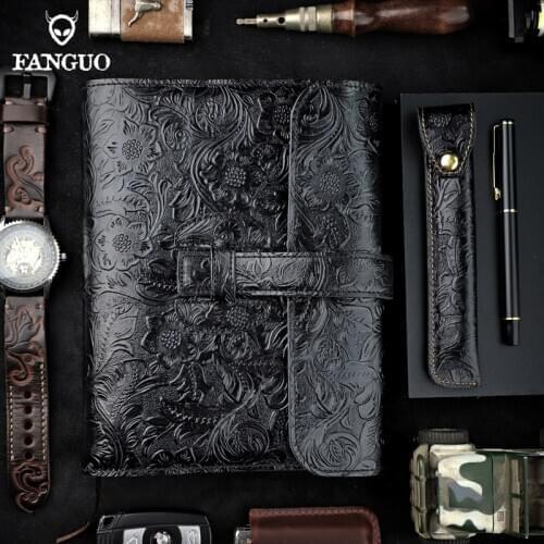 A5 Notebook Diary Handmade 3 Card Slots Genuine Leather Office Note Books Journals Travel Planner Blank Book