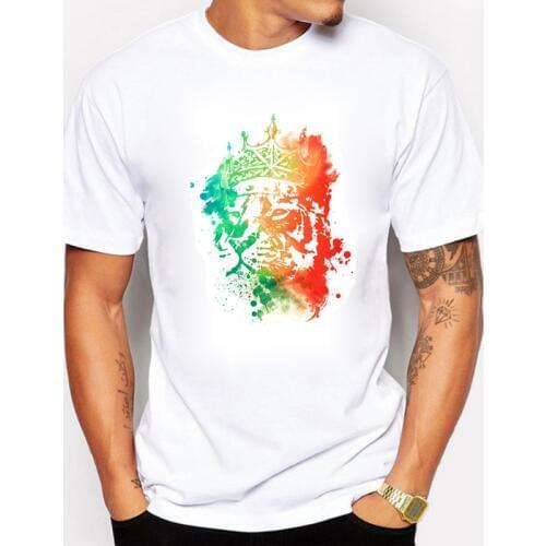 BLWHSA NewT-shirt Mannen Cotton Colorful Printed O-Neck White Men T Shirt