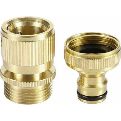 Garden Hose Quick Connector 3/4 Inch GHT Brass Easy Connect Fitting Yard Irrigation Tool