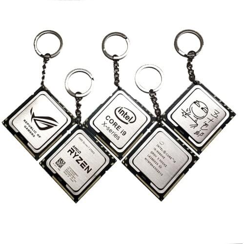 Laser Engraving CPU Key Chain DIY Solid Color Pattern Customized Personalized Creative Keychains for Science Geek Ornament