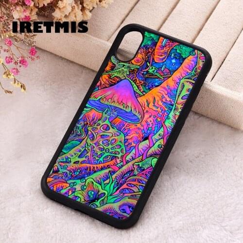 Iretmis 5 5S SE 2020 Phone Cover Case for iPhone 6 6S 7 8 Plus X Xs XR 11 12 Mini Pro Max Rainbow Colourful Funky Mushroom