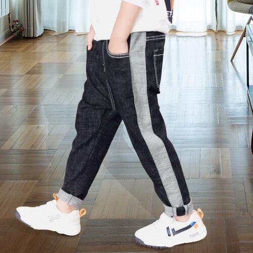 Childrens Clothing Jeans for Boys Bottoms Striped Ribbon Elastic Waist Jeans Denim Trousers 2019 Jeans Boys Kids Winter pants