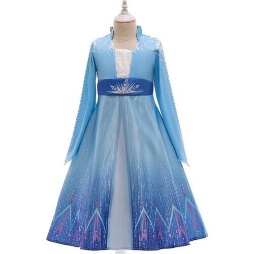 Disney Girls Frozen 2 Dress Aisha Fashion Princess Dress New Long Outing Casual Dress