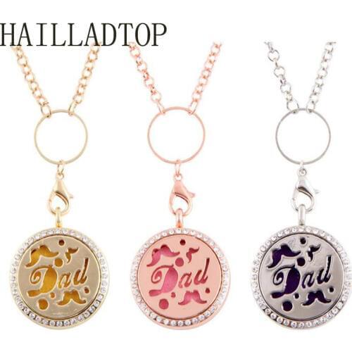 Essential Oil Diffuser Necklace Crystals Floating Locket Pendant Necklace Silver Rose Gold Color Men Jewelry Openable Locket