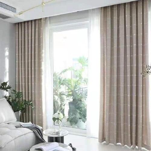 Environmentally Friendly Pure Color Linen Lattice Curtains Modern for Living Room Bedroom Study Curtain Pillow Tablecloth Custom