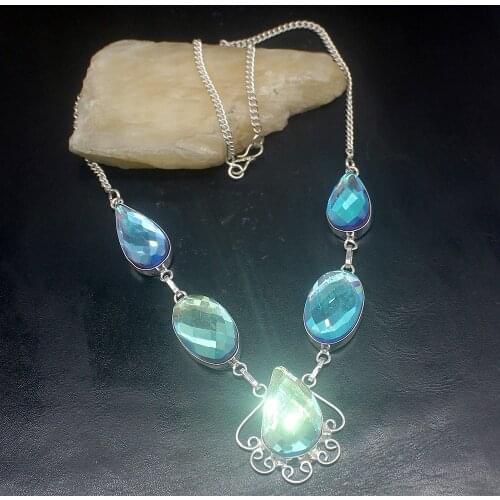 Hermosa Jewelry Amazing Hot Sale Mystical Topazz Silver Color Women Ladies Gifts Pendant Necklace Chain 48cm 20213380