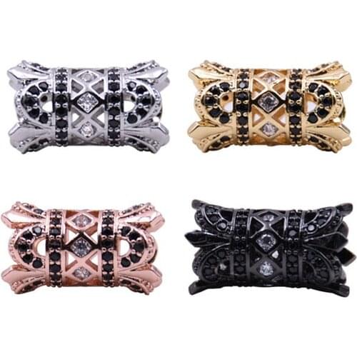 HYHONEY 4 Color Beads & Jewelry Micro Pave Zircon Hollow tube DIY Bracelet Accessories Copper Brass DIY Charms Jewelry