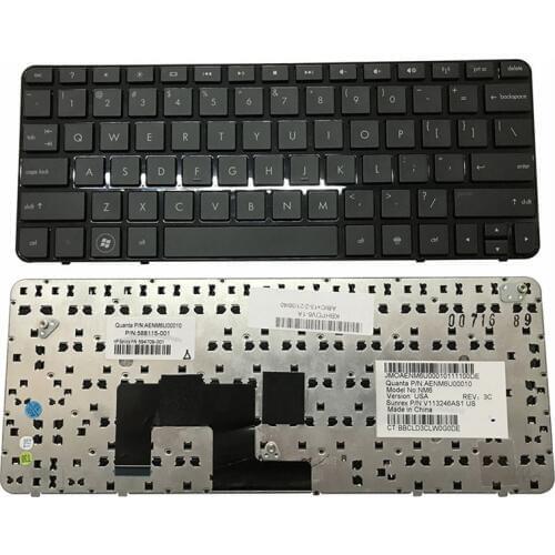 YALUZU New English US laptop keyboard For HP Mini 210-1000 210-1100 210T-1000 - Black WITH frame