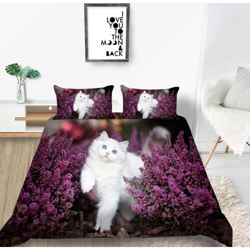 Persian Cat Bedding Set Hot Sale Beautiful 3D Duvet Cover Flower Bush Queen King Twin Full Single Double Unique Design Bed Set