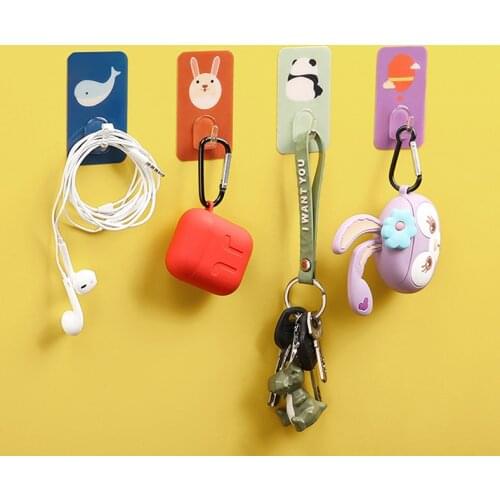 Creative Cute Wall Hook Free Punching Seamless Hooks Load-bearing Powerful Self Adhesive Wall Hanger Kitchen Bathroom Organizer