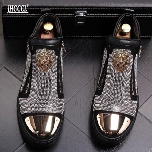 Men Hip Hop Luxury Brand Trainers shoes Runway Designer Sneakers Patent Leather Rubber Gold Silver Zapatos Hombre A4