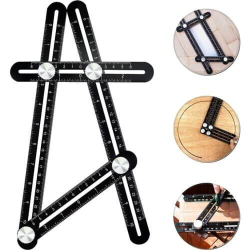 Laser Engraved Scale Aluminum Alloy Multifunctional Movable Four Fold Rule Stainless Steel Sided Corner With Angle Meter