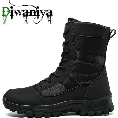 Mens Hiking Shoes Military Boots Casual Fashion Men Sneakers Non Slip Outdoor Trekking Tactical Microfiber Leather Shoes New 45