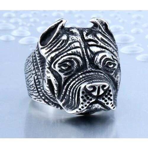 Personality Punk Exaggerated Mens Index Finger Ring British Bulldog Animal Ring Gothic Machine Driver Jewelry Accessories