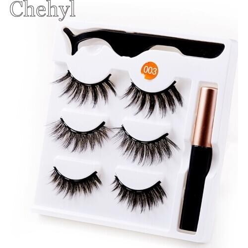 3 Pairs Magnetic Eyelashes Set Mink Hair Natural Long Lasting Extension Hand Made Full Strip Lashes False Eyelashes Makeup Tools