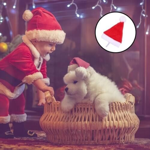 New Year thick plush dog Christmas hat Christmas decorations for family Santa gifts warm winter 2021 New Year gifts