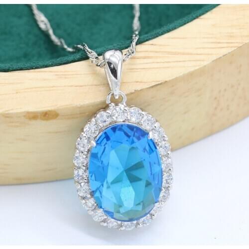 925 Silver Pendant Necklace For Women Party Wedding Jewelry Luxurious Yellow Purple Green Semi-precious Stones Christmas Gift