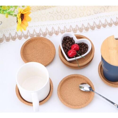 Placemats Cups Mat Pads Round Natural Cork Wood Coasters Heat Resistant Insulation Tea Coffee Cup Mat Pad Table Decoration