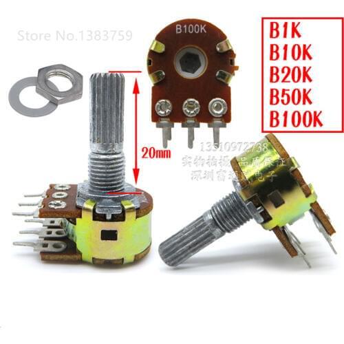 5pcs WTH148 double volume potentiometer B1K B10K B20K B50K B100K 20mm flower axis