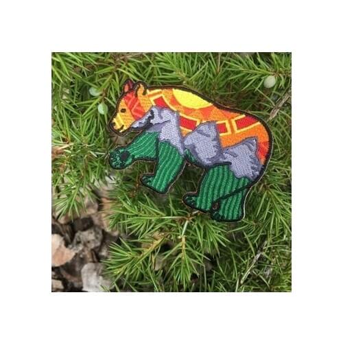 Prajna Grizzly Bear Patches Embroidered Patches For Clothing Applique DIY Animal Patch Stripes Iron On Patches On Clothes Jacket