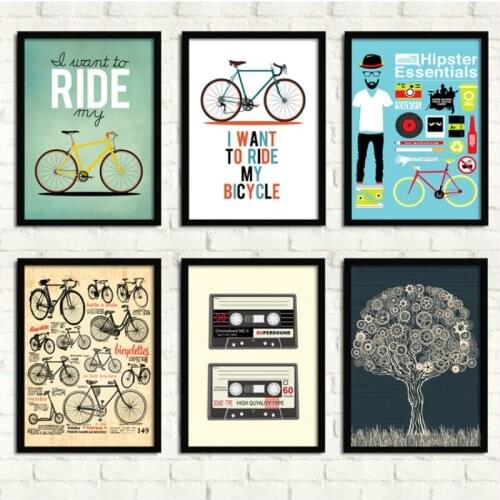 Retro Bike Mural Painting Modern Minimalist Framed Painting Home Decoration Bar Decorative Painting