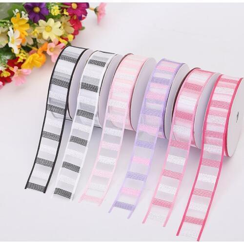 New Technology Satin Ribbon 2.5cm Width Horizontal Thick Stripe Party Decoration Random Match Fashion Ribbon Supplies Material